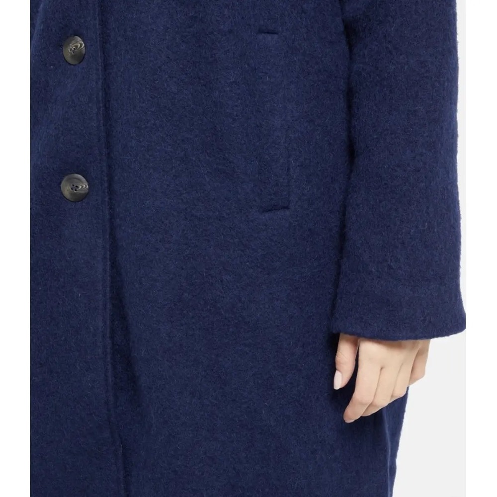 $495 American Vintage Navy Blue Wool Coat Oversized Collar Button Front XS S - Picture 4 of 8